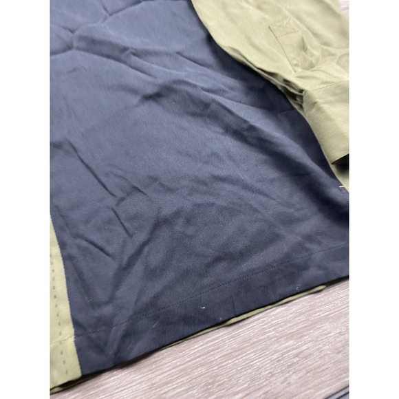 Nat Nast Mens Colorblock 100% Silk Long Sleeve Bowling Shirt Olive Black Size L - Picture 8 of 10